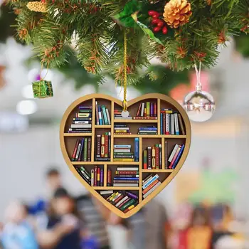 Knygų Mėgėjams Širdies Ornamentas Dekoro Kalėdų Eglutė Pakabukas dvipusis Spausdinimas Automobilių Kabo Pakabukas Namų Biuro Dekoras