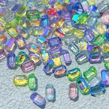 100vnt Aikštėje Meilė Širdies kalnų krištolas Nail Art Jewelry 3D Spalvinga Aurora Simfoninis Butas Atgal Nagų Papuošimai Manikiūro Reikmenys