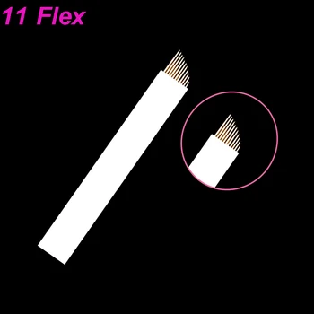 200 vnt. 11 Flex Microblades Adatos permanentinis Makiažas ANTAKIŲ Geležtės Vadovas MICROBLADING Rašiklį ir 3D Siuvinėjimo 0.25 mm, Balta Pin