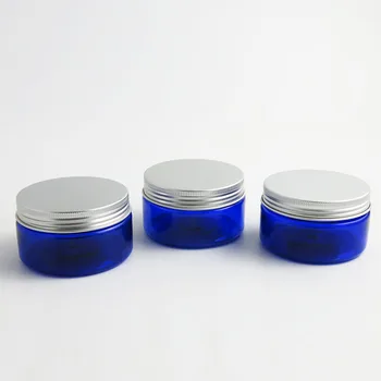 24 vnt 100g Tuščias Kobalto Mėlyna Kosmetikos Jar Losjonas Kremas Konteineriai Puodą 100 ml Kosmetikos Pakuotės Su Metaliniais Dangteliais PVC Ruoniai
