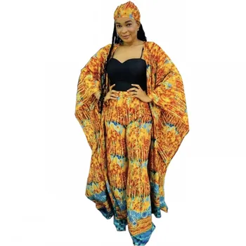 3 Dalių Komplektas Šalikas Viršūnės Ir Kelnės Atitikimo Afrikos Print Afrikos Suknelės Moterims Šifono Cardigan Laisvus Drabužius, Pavasarį Rudenį