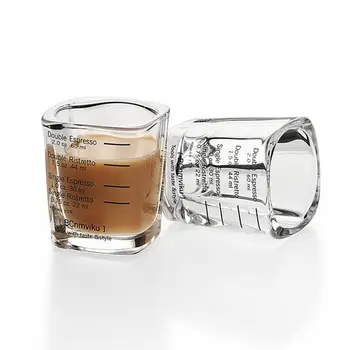 60ml Espresso Shot Stiklo Aikštėje Sutirštės Stiklo Unciją Taurės Skaidri Matavimo Skalės Taurės Stiklo Kavos Latte, Espresso Puodelis 2vnt