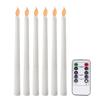 6Pcs Flameless Siaurėjantys Žvakių Mirgėjimas, Su 10-Mygtukas Nuotolinio Laikmačio, baterijomis, LED Šviestuvus Langą, Žvakės
