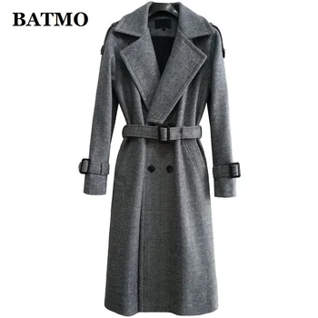 BATMO 2019 naują atvykimo rudenį&žiemos aukštos kokybės vilnos atsitiktinis tranšėjos paltai vyrams,vyriški X-ilgos tranšėjos paltai,plius dydis S-6XL 1167