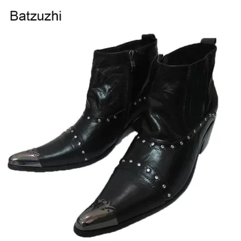 Batzuzhi Aukštos Padėti Vyro Batai Pažymėjo Tne Japonų Stilius ROCK Batai Vyras Odiniai Batai Juoda Vyrai Bota Masculina, EU48-46