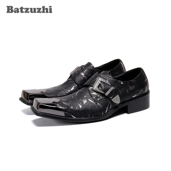 Batzuzhi Zapatos Hombre Odos Mens Suknelė Bateliai, Vintage metalinėmis Dizainerio Chaussure Homme Prabangių Vyrų Oficialią Šalies Bateliai