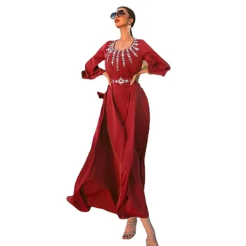 Caftan Maroko Jalabiya Prašmatnus Elegantiškas Moterų Suknelės Šalis iki 2022 m. Dubajus Vasaros Įlankos Luruxy Cirkonio Kaftan Suknelė