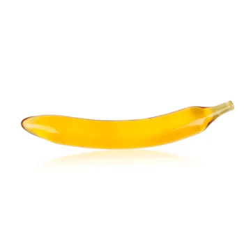 Candiway Bananų Formos, Geltonos Medicinos Kokybės Krištolo Ir Stiklo Sklandžiai Analinis Butt Plug Prostatos Stimuliatorius Sekso Žaisliukai Vyrams