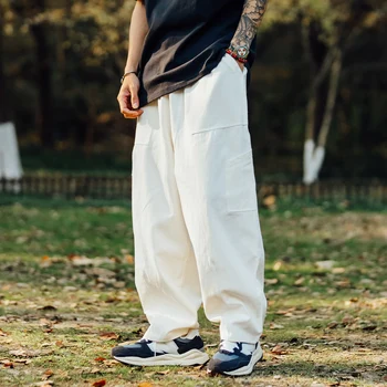 Cityboy Lauko Vyrų Japonija Streetwear Mados Atsitiktinis Palaidų Platus, Kojos Tiesios Krovinių Kelnės Vyrų Elastinga Juosmens Kelnės Sweatpants
