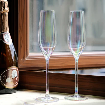 Europos Vaivorykštė Švino Krištolo Šampano Taurės Goblet vyno stiklo Burbulas taurės spalvoto stiklo taures Šalies Šeimos Drinkware