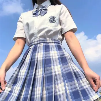 Japonų Mokyklos Suknelių Kolekcija JK Vienodas Klostuotas Sijonas Mergina, Moteris, Grotelės Sijonas Studentų Kolegijos Cosplay, Anime Sailor Kostiumas
