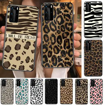Kietas leopardas spausdinti Telefoną Atveju Huawei P40 30 P20 10 9 8 Lite E Pro Plus Black Etui Coque Tapybos Hoesjes komiksų ūks