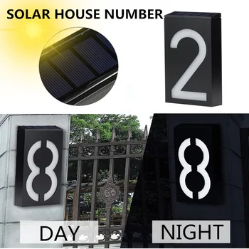 Lauko Vandeniui Namo Numeris LED Saulės Šviesos Išorinės Sienos Namo Numeris Skaitmeninis Plokštumos Numeris Adresas Kortelės Saulės Šviesos