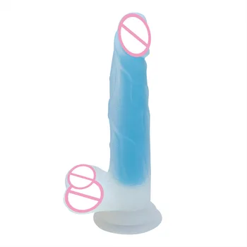 Liuminescencinės Lankstaus Modeliavimo Varpos Silikono Žėrintis Šviesos Dildo Realistiškas Penis Sekso Žaislai Moteris Siurbtukas Didžiulis