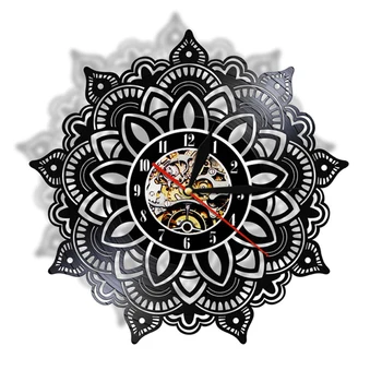 Mandala Gėlių Vinilo Įrašas Sieninis Laikrodis Indijos Miegamasis Dekoratyvinės Sienų Žiūrėti Mandala Sėklos Satori Jogos Suvenyrų