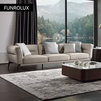 Moderni odinė sofa-pirmas sluoksnis karvės odos kambarį modernios šviesos prabangus kampas Kūrybos Odos sofos