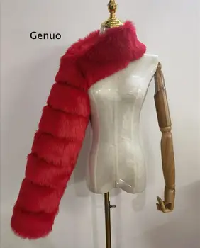 Moterų Lapių Kailinių Rankovės Aplink Kaklą Prabangos Ponios Mados Dizaino Dirbtiniais Lapės Kailinių Rankovės Apsiaustas Apsauginės Ausinės Abrigo Femme