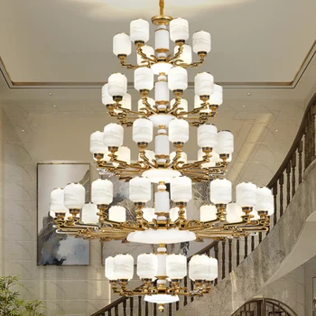 Naujas Kinų stiliaus Šviesos Prabangūs Sietynai American Vintage Uždaromos Stiklo lempų gaubtų Aukso Blizgesys Villa Viešbučio Salėje Sieniniai Šviestuvai