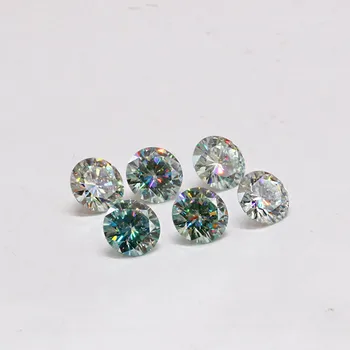 nemokamas pristatymas DVVS šviesiai Žalios Spalvos, apvalios formos moissanites diamond 6,5 mm-kaip 14mm 1pcs prarasti moissanites už žiedai