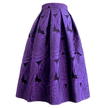 Pavasario 2023 Retro 3D Išsiuvinėti Rose Elastiniai Kamuolys Suknelė Sijonai Moterims Aukšto Juosmens Šalies Skėtis