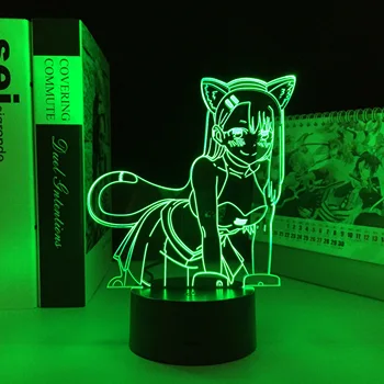 Praleisti Nagatoro Anime LED Šviesa už Kambario Dekoro RGB Spalva Keičiasi Naktį Žibintai Dovana Manga Nagatoro 3D Lempos Nereikia Žaislas su Manimi Dovana