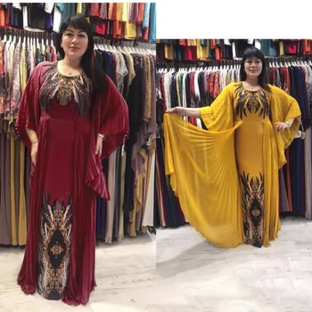 Ramadanas Eid Mubarakas Spausdinti Suknelė Plisuotos Musulmonų Abaja Kimono Hijab Jalabiya Skraiste, Chalatai Arabų, Afrikos Dashiki Islamo