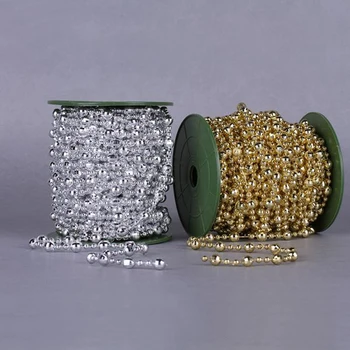 Roll 15 Metrų Ilgio DIA 8MM Dirbtinės Plastikinės Perlai, Padengtą Žemę Karoliukai Grandinės Medvilnės Virvė Šalies Namų Kabantys Papuošalai