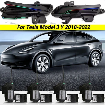 Smart Integruotas Elektrinis Durų Rankenos Spalvinga VADOVAVO Tesla Model 3 Y 2018-2022 Automatiškai Atidaryti Siurbimo Durų Tyla Stabdžių