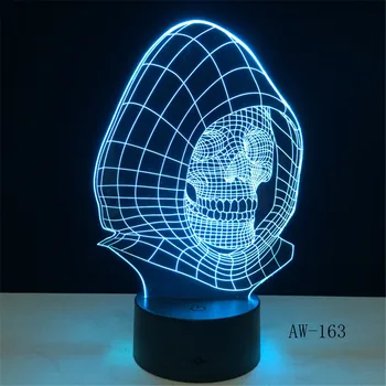 Spalvinga 3D Kaukolė 3D LED Lempos lemputė, priekinis žibintas Vaizdo Kūrybos Dovana, Stalo Lempa Naktį šviesos Spalvinga apšvietimo Apdaila AW-163