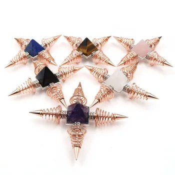 XSM Metalai Spiralės Kūgio Crystal Piramidės Energijos Generatorius Gamtos Quartzs Akmens Reiki Healing Radiesthesia Meditacija Papuošalų 1 Vnt