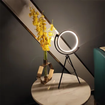 Šiuolaikinės Selfie Trikojo Žiedas RGB Naktį Šviesos Dizaineris Viešbutis Dekoratyvinis Led Ratas, Apšvietimas Stalo Lempa su Usb Namų Puošybai